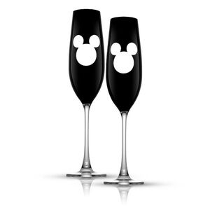 NWT JoyJolt Disney Mickey Mouse Crystal Stemmed Champagne Flute Glasses